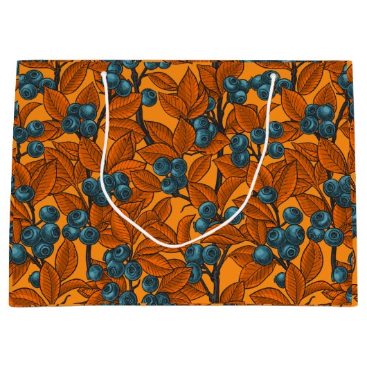 Blaubeergarten, blau und orange große geschenktüte (Vorderseite)