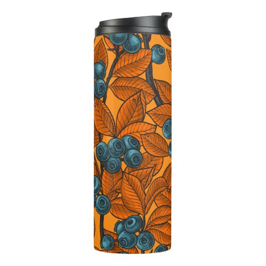 Blaubeergarten, blau und orange thermosbecher (Nach links gedreht)