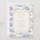 Blaubeergarten Teddy Toile Baby Shower Einladung (Vorderseite)