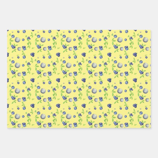 Blaubeergelb-rosa-grünes Muster Geschenkpapier Set (Vorderseite 2)