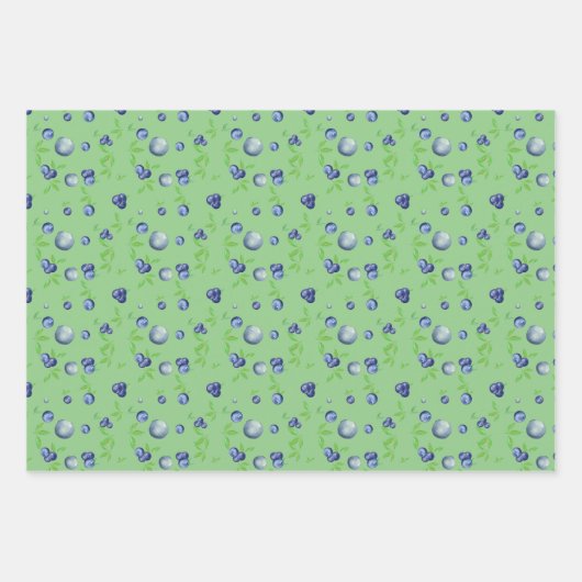 Blaubeergelb-rosa-grünes Muster Geschenkpapier Set (Vorderseite)