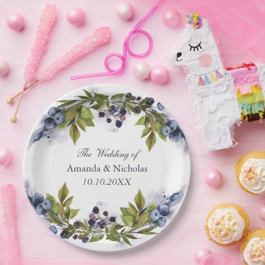 Blaubeerhochzeit personalisiert pappteller (Party)