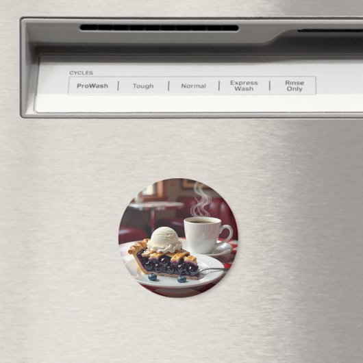 Blaubeerkuchen, Eiscreme und Kaffee Magnet (In Situ (Geschirrspüler))