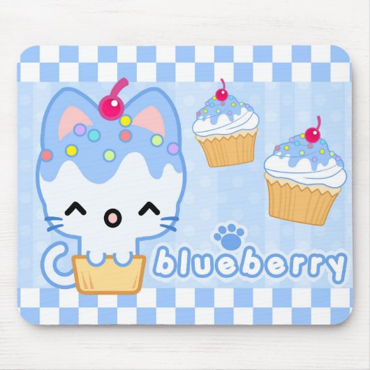 Blaubeerkuchen-Miezekatze Mousepad (Vorne)