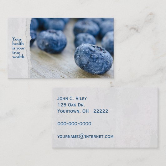 Blaubeermakro mit Wassertröpfchen Visitenkarte (Vorne/Hinten)