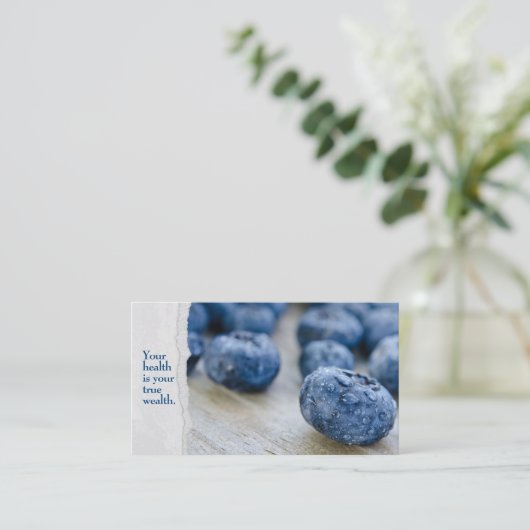 Blaubeermakro mit Wassertröpfchen Visitenkarte (Stehend Vorderseite)