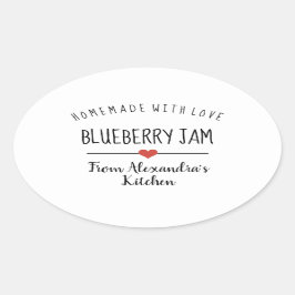 Blaubeermarmelade, hausgemacht mit Liebe Ovaler Aufkleber