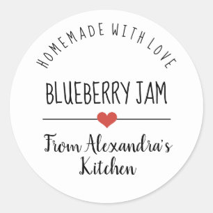 Blaubeermarmelade hausgemacht mit Liebe Runder Aufkleber