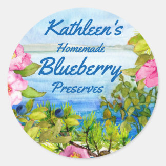 Blaubeermarmeladen-Konserven, die Aufkleber
