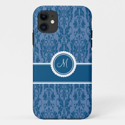 Blaubeermit Monogramm Damast iPhone 5 Fall Case-Mate iPhone Hülle (Rückseite)