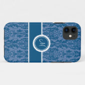 Blaubeermit Monogramm Damast iPhone 5 Fall Case-Mate iPhone Hülle (Rückseite (Horizontal))