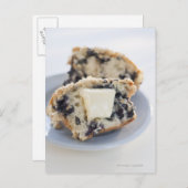 Blaubeermuffin mit Butter Postkarte (Vorne/Hinten)