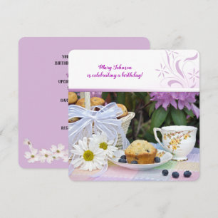 Blaubeermuffins zum Geburtstagsbrunch Einladung