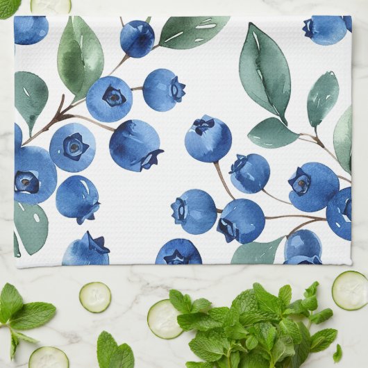 Blaubeermuster Geschirrtuch (Gefaltet)