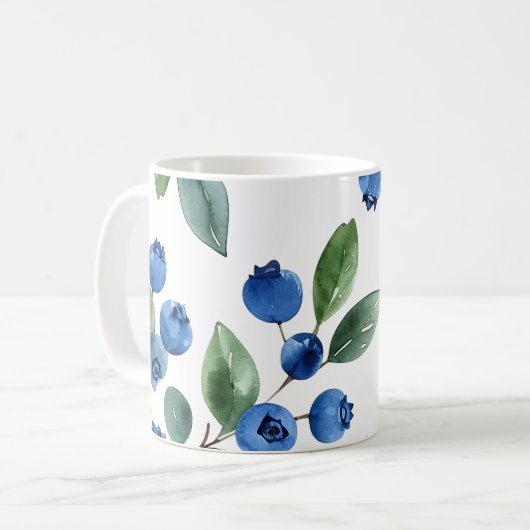 Blaubeermuster Kaffeetasse (Vorderseite Links)