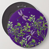 Blaubeermuster mit Libellen Button (Vorne & Hinten)