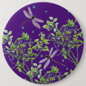 Blaubeermuster mit Libellen Button (Vorderseite)