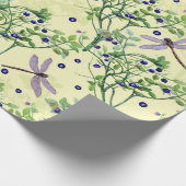Blaubeermuster mit Libellen Geschenkpapier (Ecke)