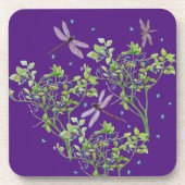 Blaubeermuster mit Libellen Getränkeuntersetzer (Vorderseite)