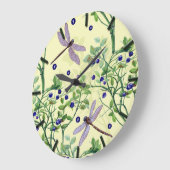 Blaubeermuster mit Libellen Große Wanduhr (Winkel)