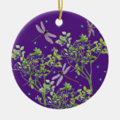 Blaubeermuster mit Libellen Keramik Ornament (Vorne)