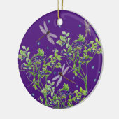 Blaubeermuster mit Libellen Keramik Ornament (Links)