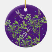 Blaubeermuster mit Libellen Keramik Ornament (Hinten)