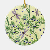 Blaubeermuster mit Libellen Keramik Ornament (Vorne)