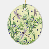 Blaubeermuster mit Libellen Keramik Ornament (Links)