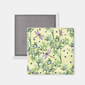 Blaubeermuster mit Libellen Magnet (Vorderseite/Rückseite)