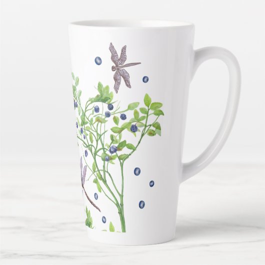 Blaubeermuster mit Libellen Milchtasse (Rechts)