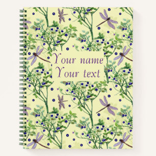 Blaubeermuster mit Libellen Notizblock