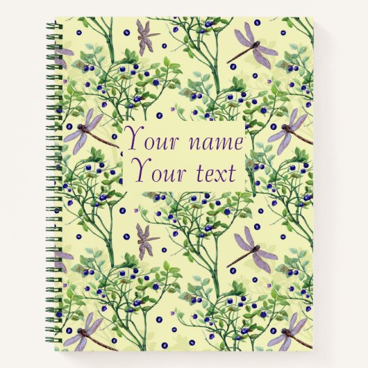 Blaubeermuster mit Libellen Notizblock (Vorderseite)