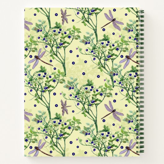 Blaubeermuster mit Libellen Notizblock (Rückseite)