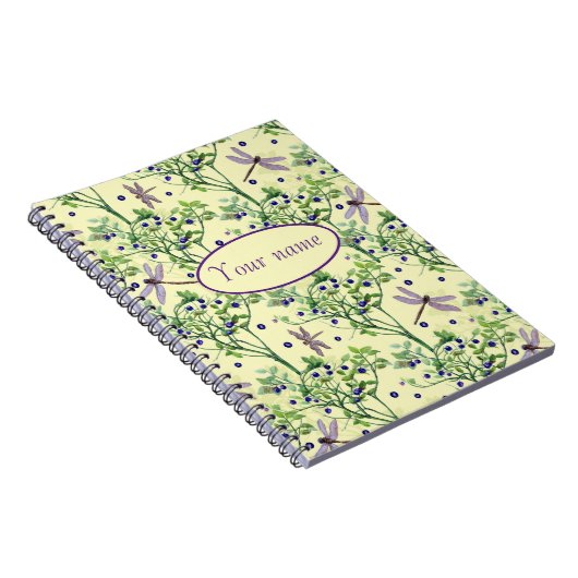 Blaubeermuster mit Libellen Notizblock (Rechte Seite)