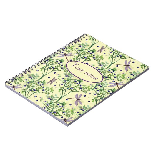 Blaubeermuster mit Libellen Notizblock (Linke Seite)