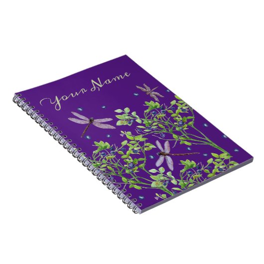 Blaubeermuster mit Libellen Notizblock (Rechte Seite)