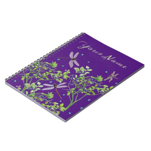 Blaubeermuster mit Libellen Notizblock (Linke Seite)