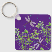 Blaubeermuster mit Libellen Schlüsselanhänger (Vorderseite)