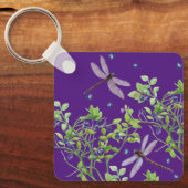 Blaubeermuster mit Libellen Schlüsselanhänger (Vorderseite)