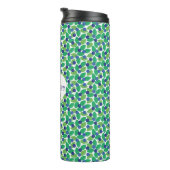 Blaubeermuster Modern Grün Blau Anpassen. Thermosbecher (Nach rechts gedreht)