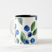Blaubeermuster Zweifarbige Tasse (Vorderseite Links)