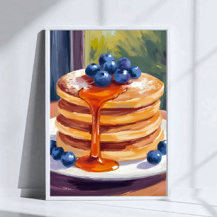 Blaubeerpfannkuchen   Ölmalerei Kunst Poster
