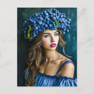 Blaubeerprinzessin in königlichem Blau Feiertagspostkarte