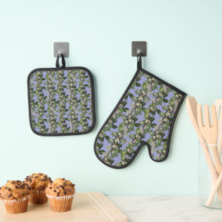Blaubeerreben-Rustikales-Landhaus-Allover-Druck  Ofenhandschuh & Topflappen-Set
