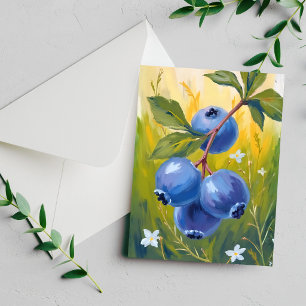 Blaubeerstrauch Frucht Aquarell Malerei Karte