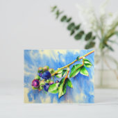 Blaubeerzweig, Aquarellmalerei Postkarte (Stehend Vorderseite)