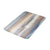 Blaubeige Abstrakte Streifen Badematte (Schrägansicht)