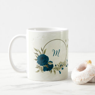 blaubeige Blumenmuster  Kaffeetasse