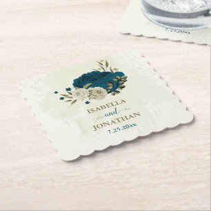 blaubeige botanische Hochzeit Untersetzer